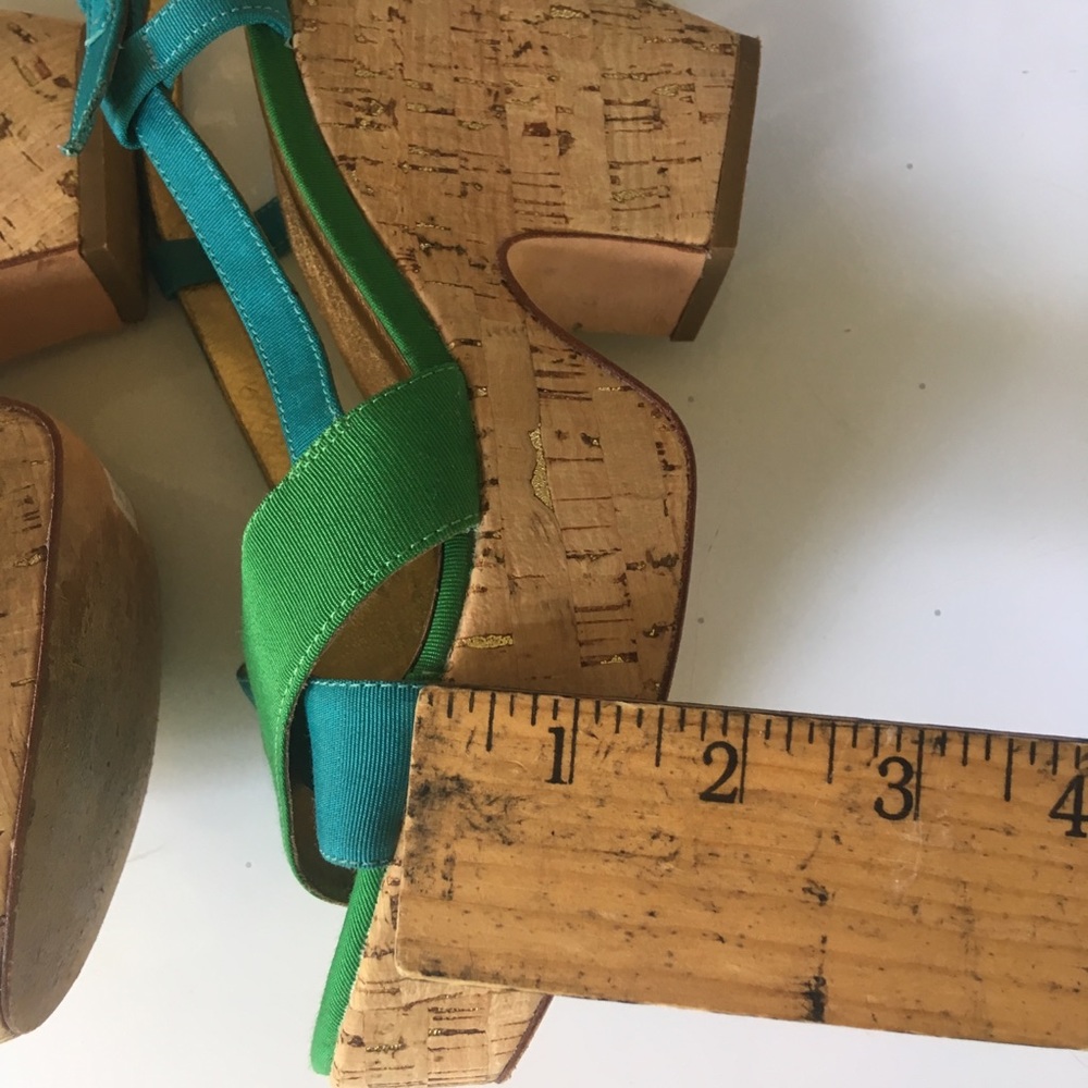 3/$50 Kate Spade Block heels Size 10. Blue/green - Picture 4 of 7